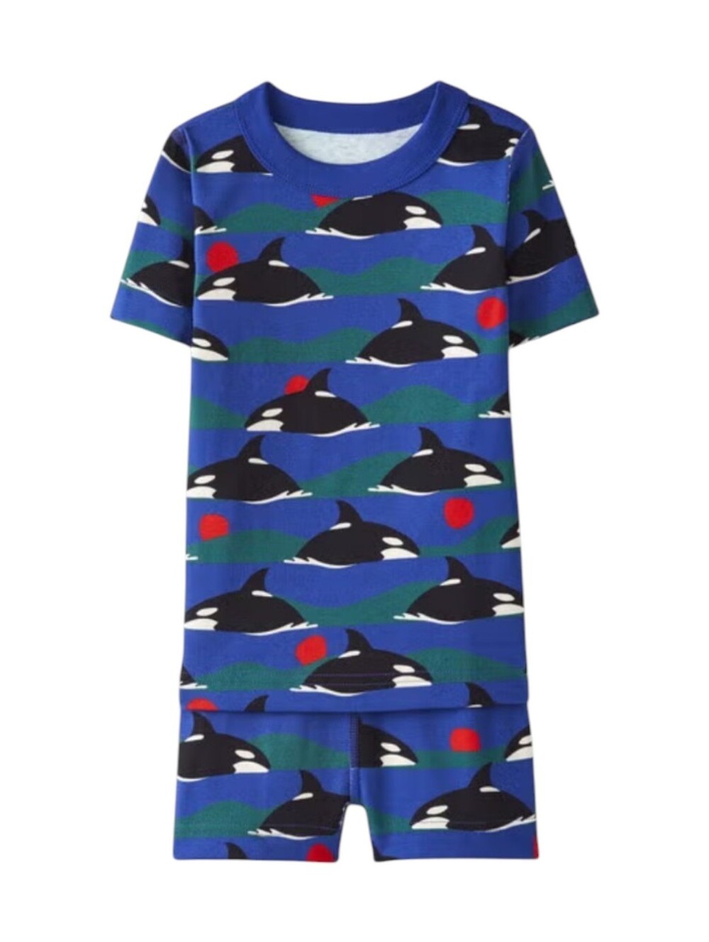 Hanna Andersson Kids Pajamas Blue Orca Short John Cotton PJs Boys Size 85 2T
